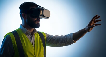 Construction Worker Immersed in Virtual Reality