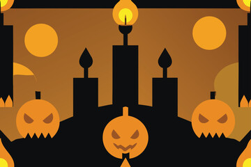 A bright full moon casting spooky shadows in a cemetery vector illustration