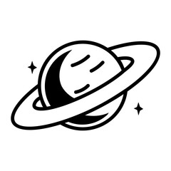 A doodle style icon showing saturn rings 
