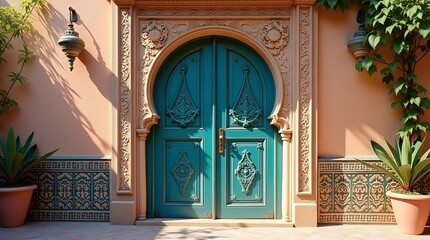 Arabic architecture. Moroccan doors with colors