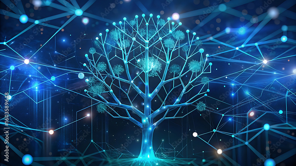 Poster artificial intelligence neural network growing like tree structure