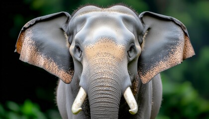 Asian Elephant in Lush Jungle Mist