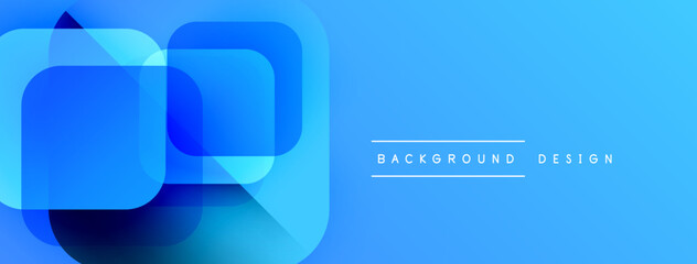 Abstract blue shapes overlap creating dynamic gradient effect. Modern design suitable for banners, headers, presentations. Simple, clean aesthetic.