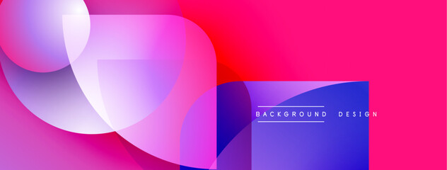 Abstract shapes overlap, creating vibrant pink, purple, blue gradients. Modern design element for backgrounds, presentations.