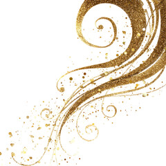 Gold swirling, decorative design with glitter