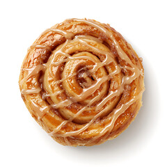 Fototapeta premium Golden Cinnamon Roll with Glaze Drizzle