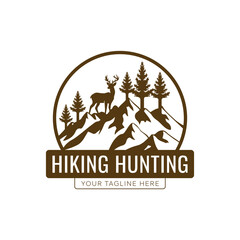 Hiking deer hunter logo design template