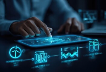 Person interacts with interactive energy chart