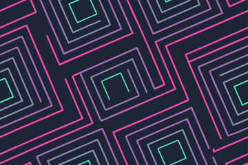 Geometric Maze Pattern With Neon Lines vector