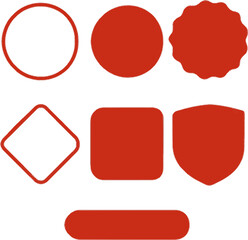 red shape icons including circle, square, shield, and ruffled styles