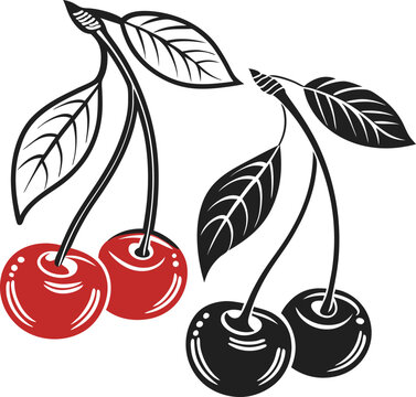 Cherry Icons - Red and Black Cherry Designs for UI and Graphic Design 