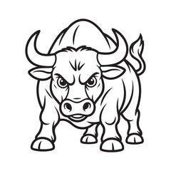 Angry Bull Vector Illustration Bold Outlines For Mascot Logo Design