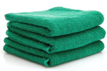 Three emerald green towels stacked