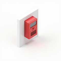Red Fire Alarm Box 3D Render Minimalist - Minimalism