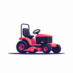 Red Tractor Lawn Mower Illustration - Clean vector illustrations