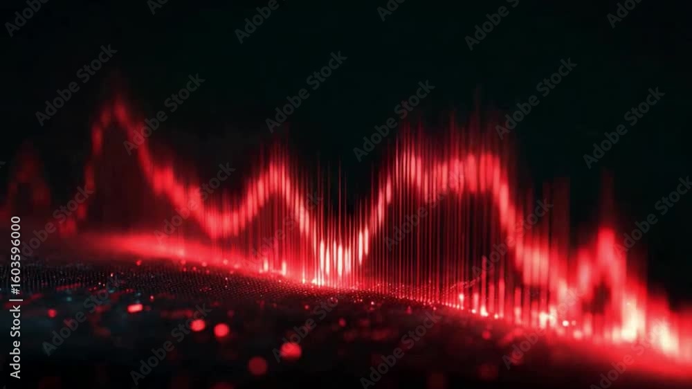 Poster red pulse of the data: the pulsating energy of data visualized through a striking, dynamic, red ligh