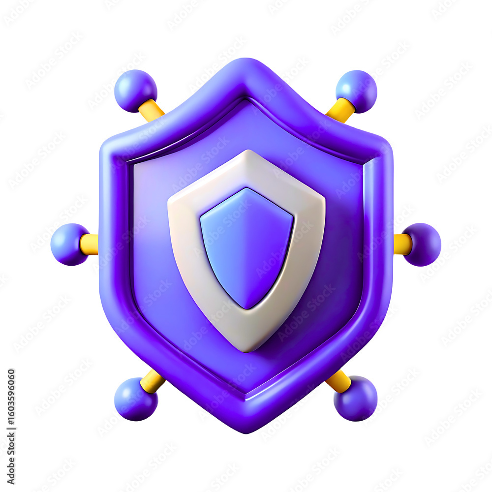 Poster a 3d icon of a shield symbolizing security protection and defense isolated on transparent background