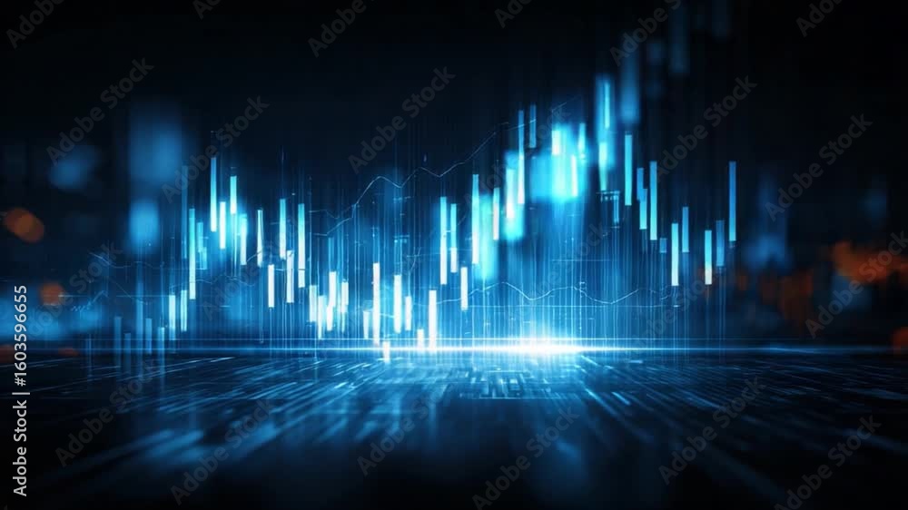 Poster digital financial graph: the dynamic visualization of financial data illuminates the complex world o