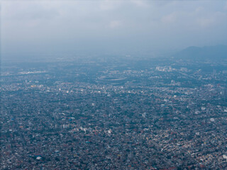 Cloudy day in Mexico City, panoramic drone photos.
