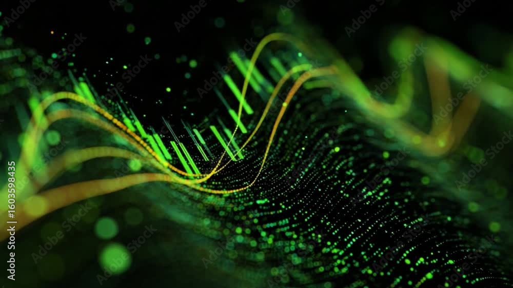Poster abstract data visualization: dynamic, abstract representation of data flow, the image has an artisti