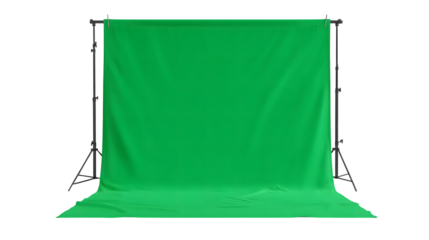 3D Render of a Vibrant Green Chroma Key Backdrop with Support System on transparent background