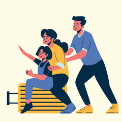 set of an Family Activity Packing and Vacation Illustration
