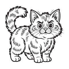 Grumpy Cartoon Cat Vector Illustration For Coloring Pages And Graphic Design Projects
