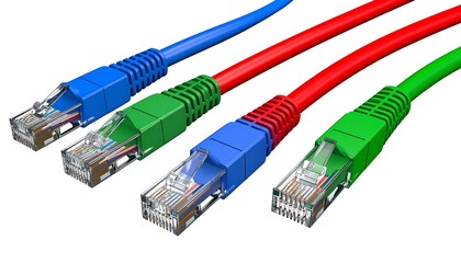 Close-up of multiple colored network cables