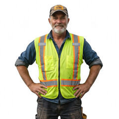 portrait of construction worker PNG, male construction worker, builder wearing helmet, smiling construction worker