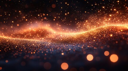 Obraz premium A mesmerizing abstract depiction of glowing particles and waves in warm colors.