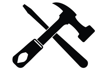 hammer and screwdriver vector icon illustration