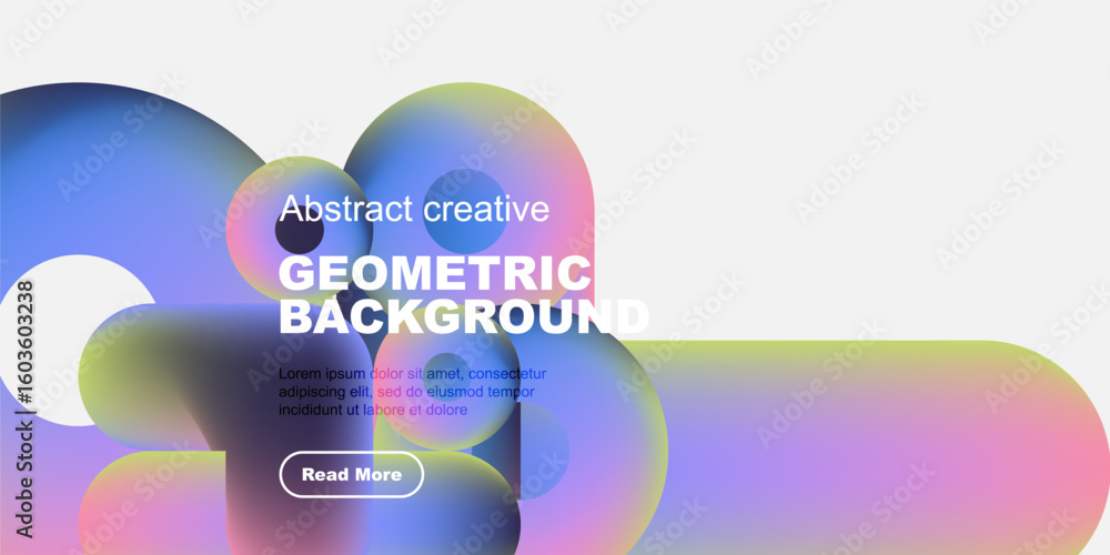Aufkleber abstract geometric background features overlapping colorful circles. text promotes further reading. 