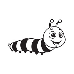 Smiling Cartoon Caterpillar with Striped Body