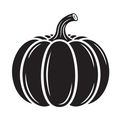 Black Silhouette of a Pumpkin with Curved Lines