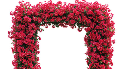 Arch covered in red rose flowers isolated PNG with Transparent Background
