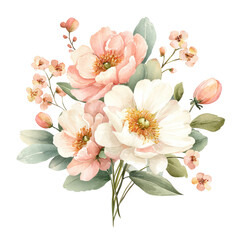 Fototapeta premium Delicate bouquet of pastel pink and white flowers