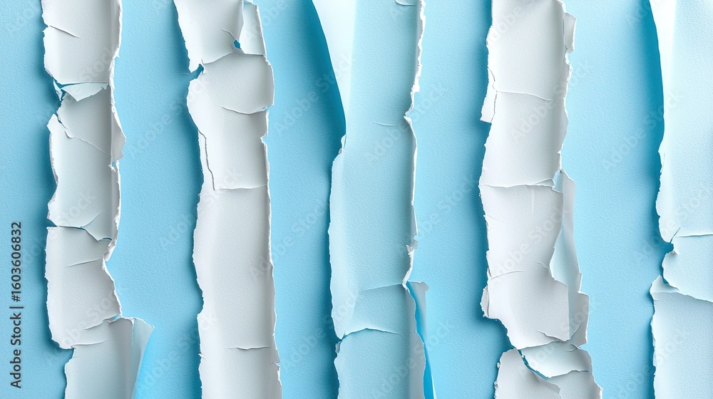 Poster blue torn paper background with layers and textures for creative design and art projects