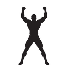 Silhouette of a Muscular Bodybuilder Flexing