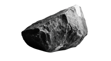 Rugged natural stone chunk with rough texture isolated on black, perfect for geology or abstract themes