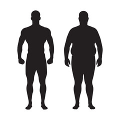 Silhouette of Fit vs. Overweight Human Figures Comparison