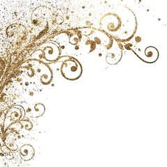 Gold ornate corner design with swirling patterns