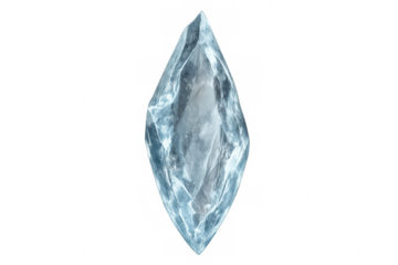 Translucent blue-tinted ice fragment featuring textured surface, floating against transparent backdrop, ideal for wintry design concepts