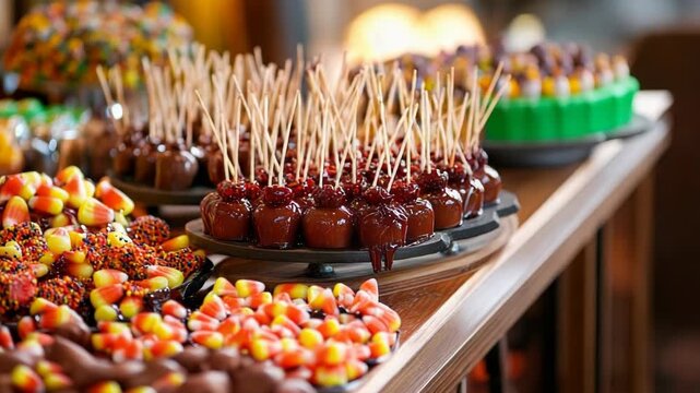 A vibrant display of colorful candies and treats for festive occasions.