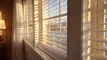 Sunlit Window Shutters with Home Interior. - Powered by Adobe
