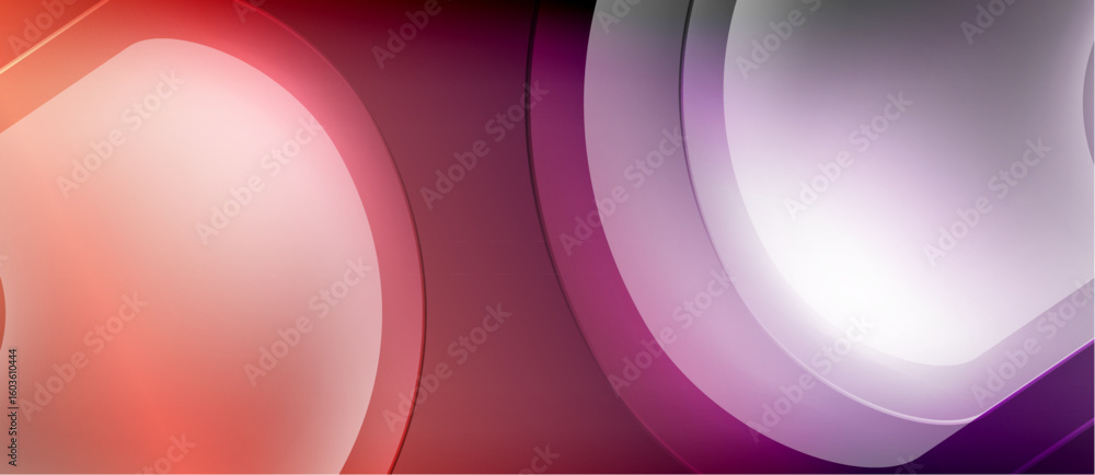 Poster abstract composition featuring rounded shapes, gradients. red transitions to purple, creating smooth