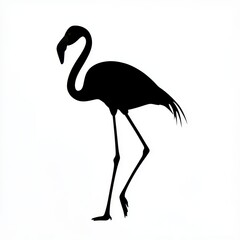 Silhouette of a flamingo on a white background