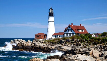 Coastal lighthouse on a sunny day