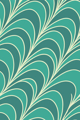 Abstract flowing teal and cream pattern organic curves