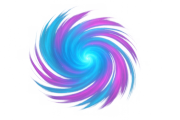 Bright and colorful vortex design element swirling with dynamic motion blur against a transparent background, radiating energy and vibrancy