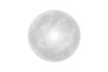 White sphere with glowing center and transparent background, perfect for digital art and graphic design projects